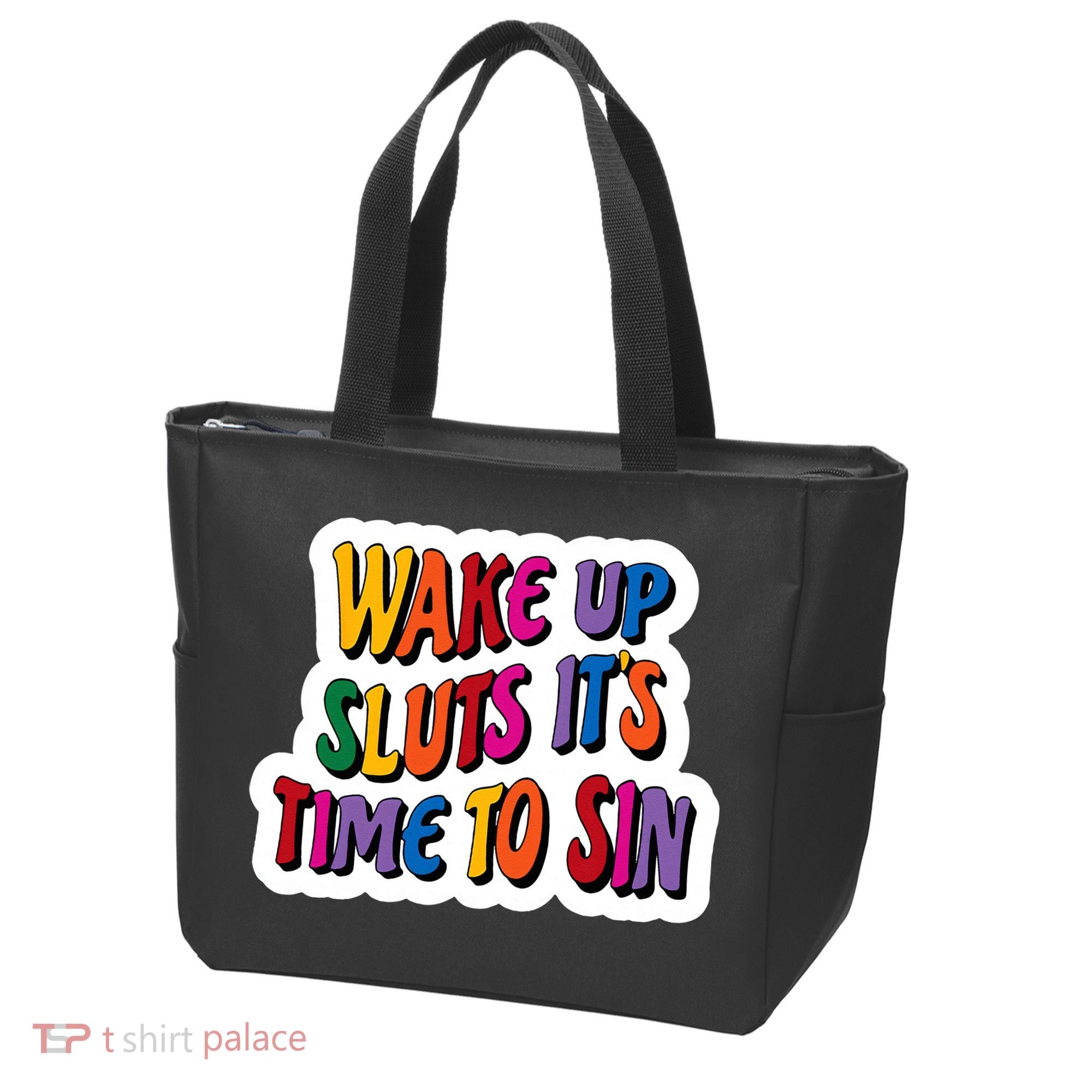 Funny PRIDE Flag Adult Wake up Sluts it's time to Sin Tote Bag
