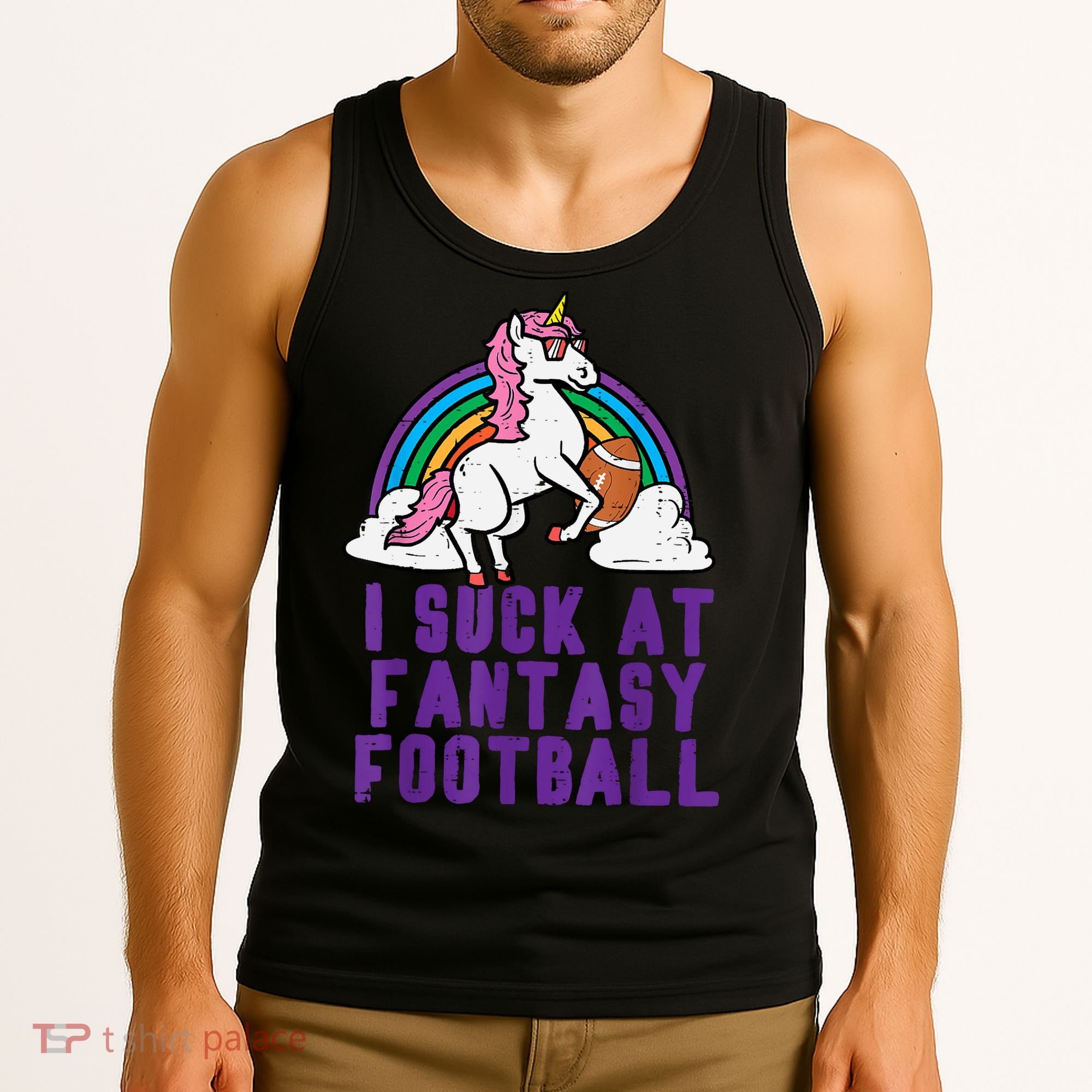 Funny Pink Fantasy Football Loser Unicorn Tank Top