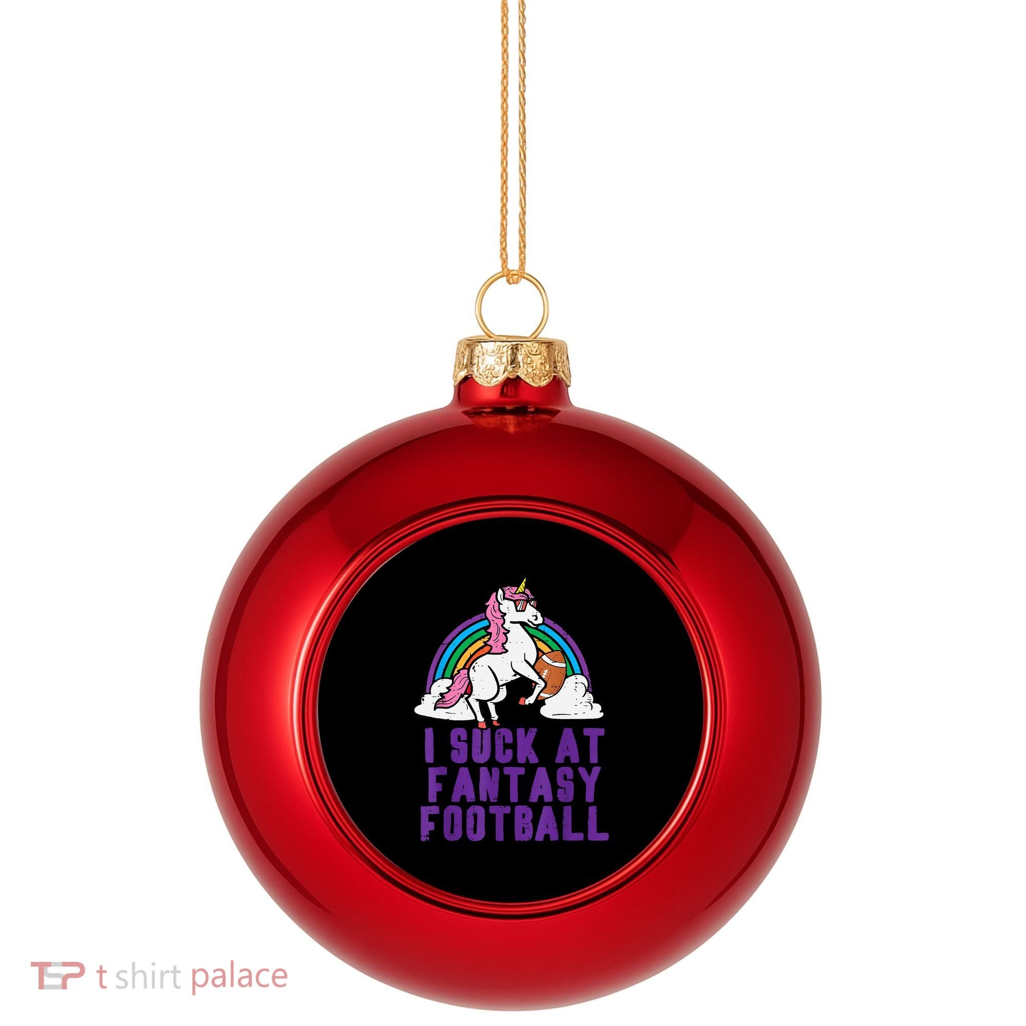 Funny Pink Fantasy Football Loser Unicorn Plastic Christmas Ball Ornament