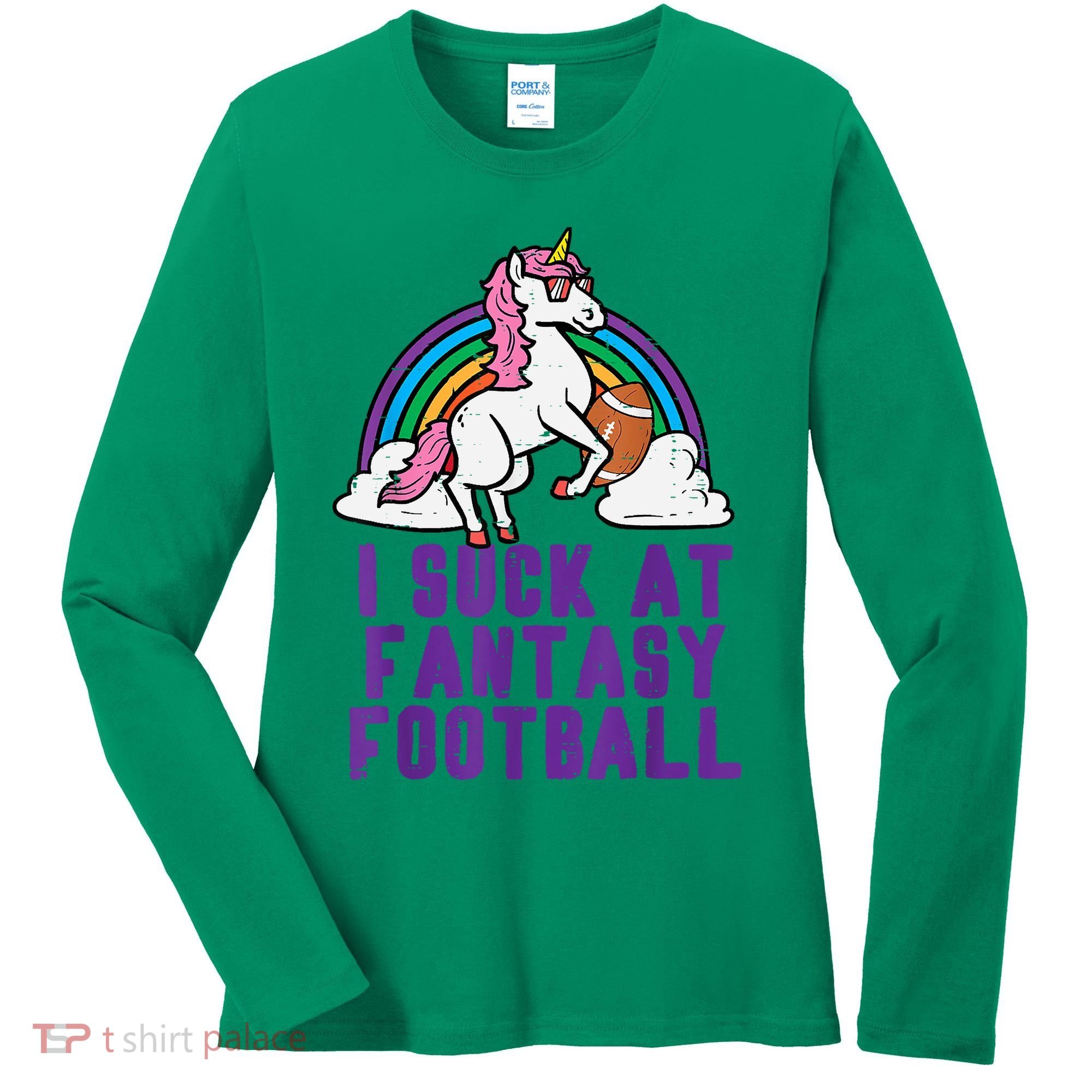 Funny Pink Fantasy Football Loser Unicorn Women's Long Sleeve Shirt