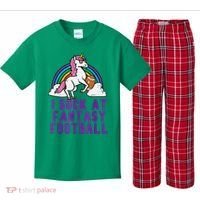 Funny Pink Fantasy Football Loser Unicorn Kids Plaid Pajama Set thumb 0
