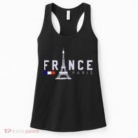 France Paris French Flag Eiffel Tower Souvenir Gift Women's Tank Top thumb 0