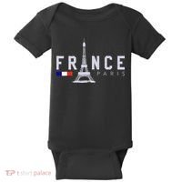 France Paris French Flag Eiffel Tower Souvenir Gift Baby Bodysuit thumb 0