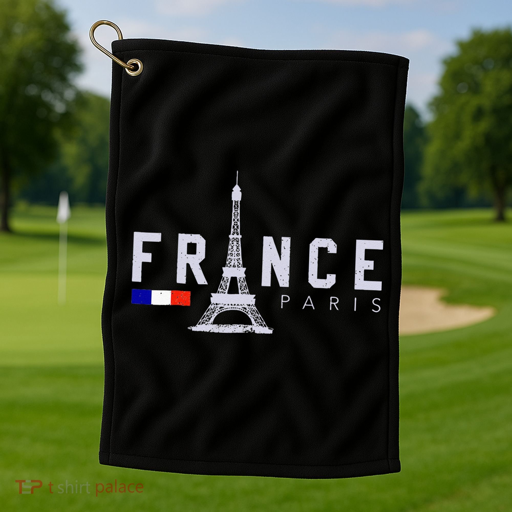 France Paris French Flag Eiffel Tower Souvenir Gift Golf Towel