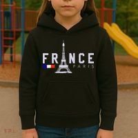 France Paris French Flag Eiffel Tower Souvenir Gift Kids Hoodie thumb 3