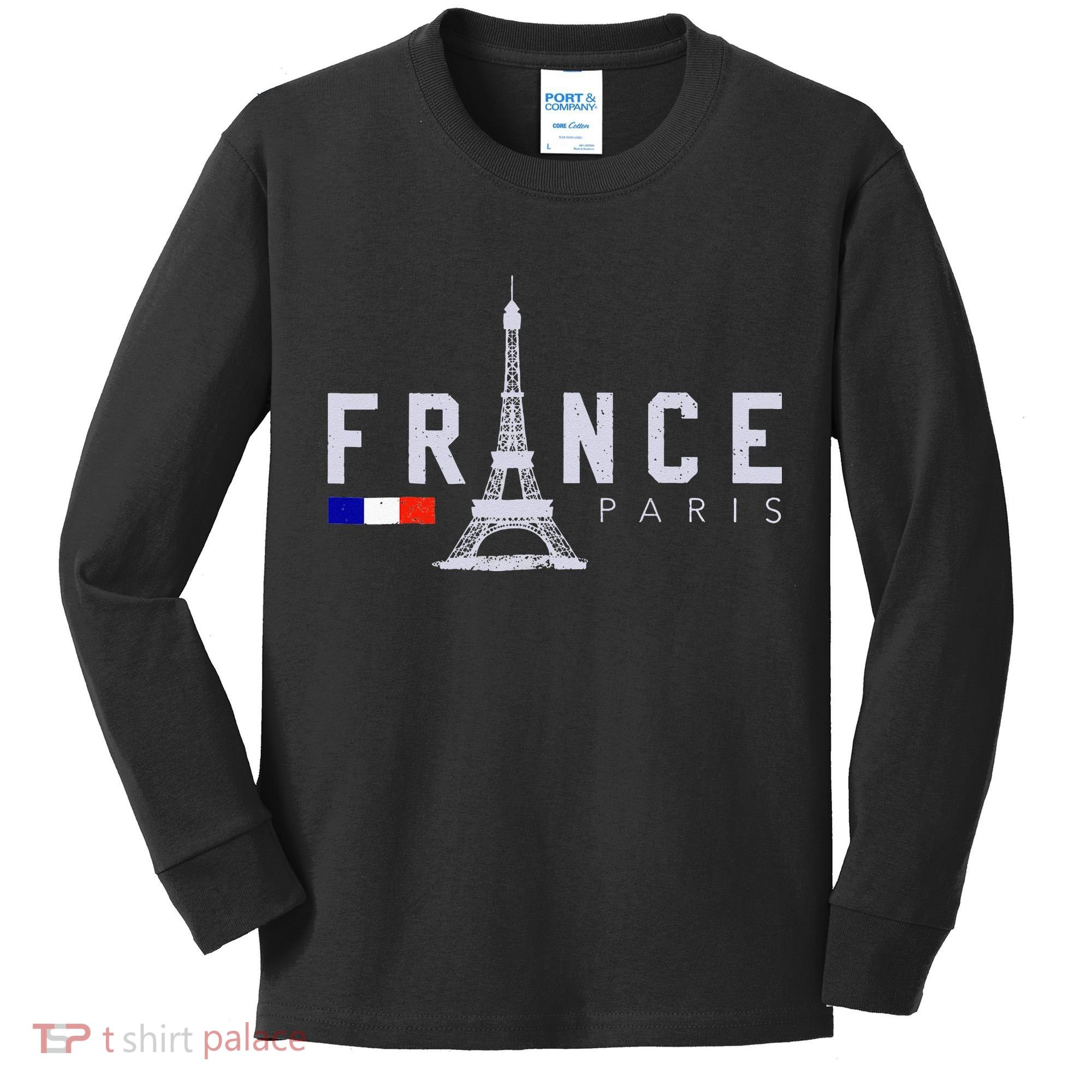 France Paris French Flag Eiffel Tower Souvenir Gift Kids Long Sleeve Shirt