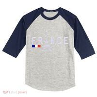 France Paris French Flag Eiffel Tower Souvenir Gift Kids Colorblock Raglan Jersey thumb 0