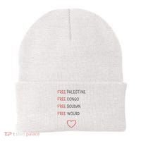 Free Palestine Free Congo Free Soudan Free World Beanie thumb 0