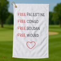 Free Palestine Free Congo Free Soudan Free World Golf Towel thumb 1