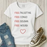 Free Palestine Free Congo Free Soudan Free World Women's T-Shirt thumb 3