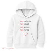 Free Palestine Free Congo Free Soudan Free World Kids Hoodie thumb 0