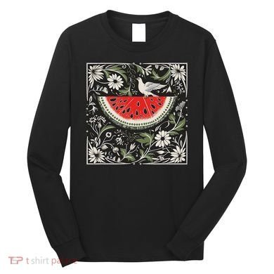 Free Palestine Fruits Watermelon Map Long Sleeve Shirt