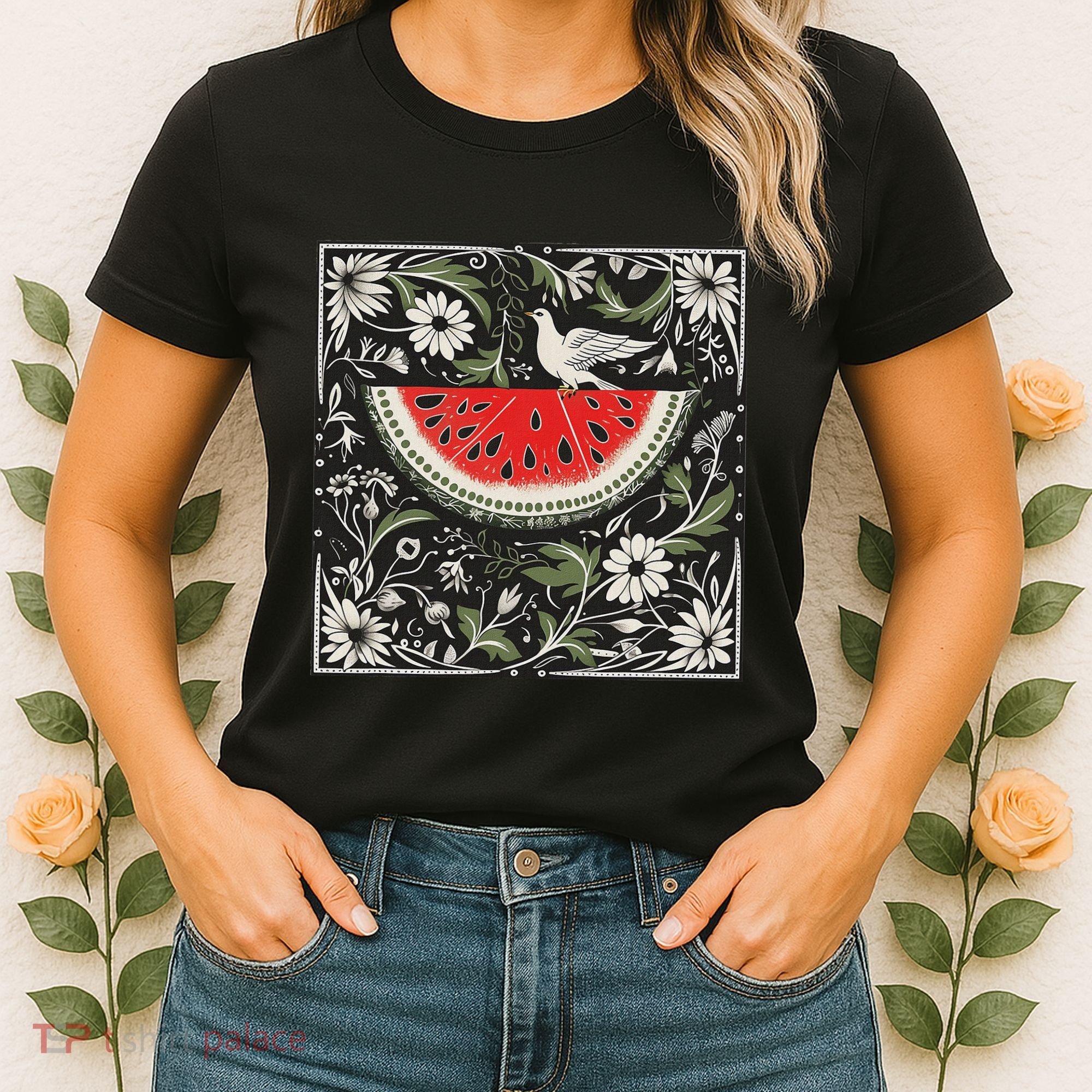 Free Palestine Fruits Watermelon Map Women's T-Shirt