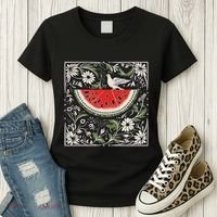 Free Palestine Fruits Watermelon Map Women's T-Shirt thumb 3