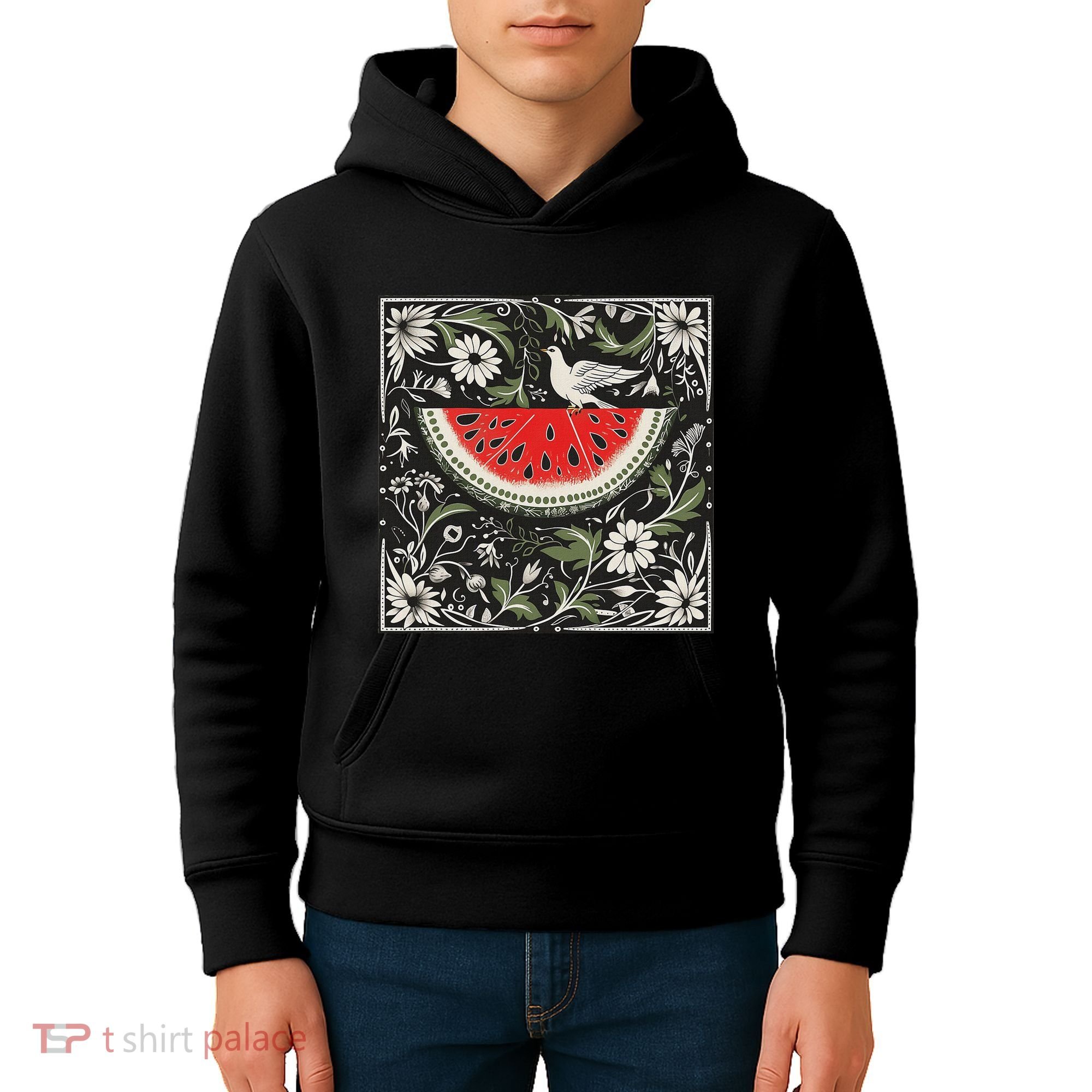 Free Palestine Fruits Watermelon Map Kids Hoodie