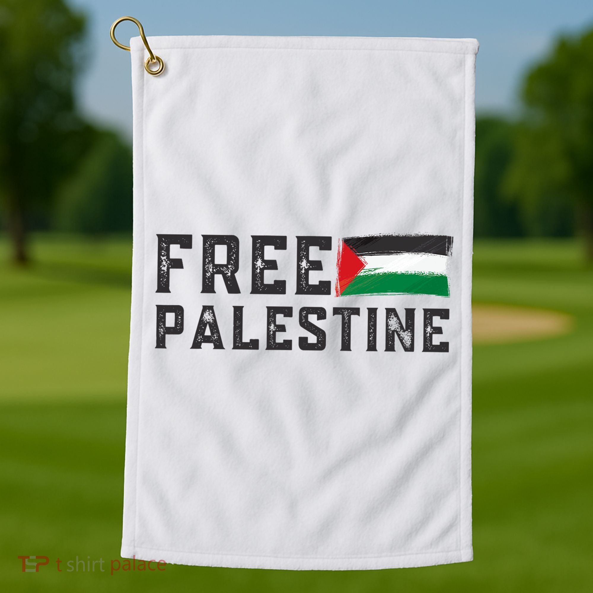 Free Palestine Flag Arabic Gaza Golf Towel