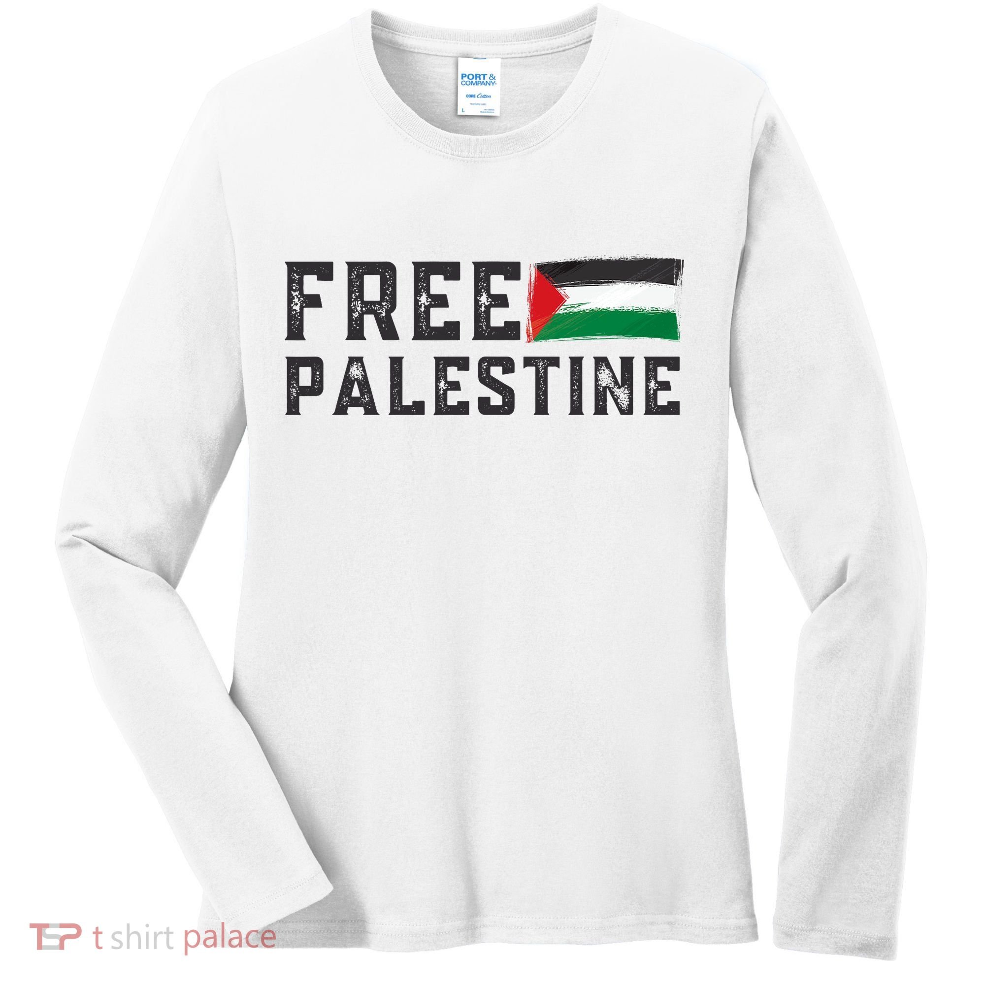 Free Palestine Flag Arabic Gaza Women's Long Sleeve Shirt