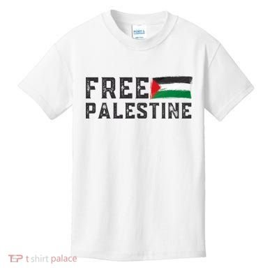 Free Palestine Flag Arabic Gaza Kids T-Shirt