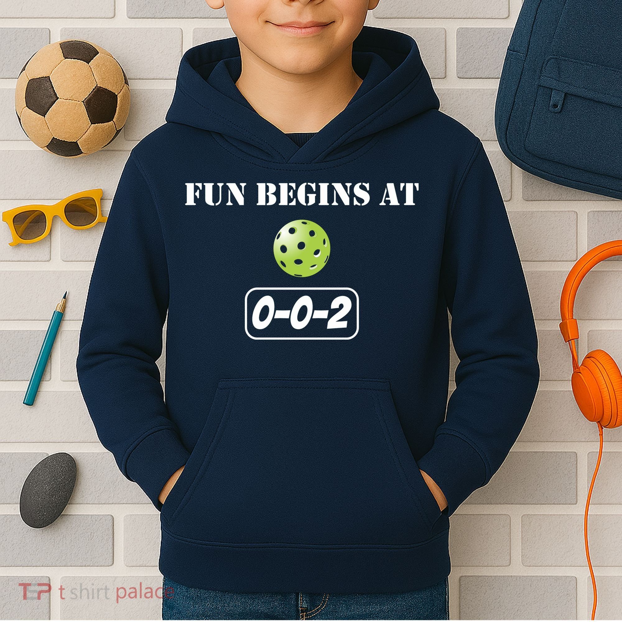 Fun Pickleball, Fun Begins At 002, Pickleball For Life Kids Hoodie