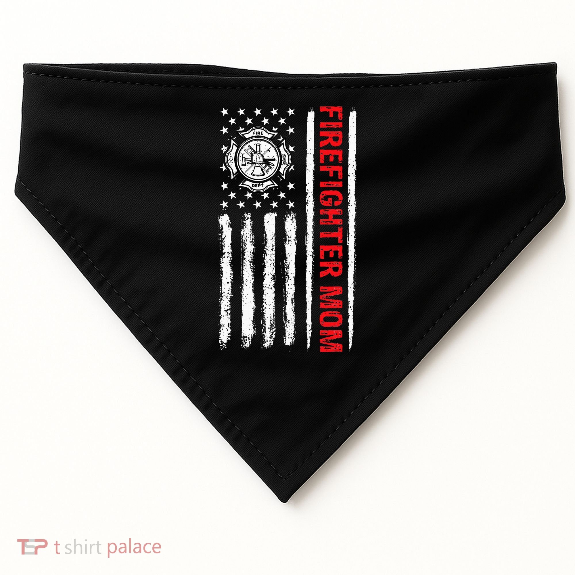 Firefighters Proud Firefighter Mom USA Flag Fireman Hero USA-Made Doggie Bandana