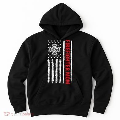 Firefighters Proud Firefighter Mom USA Flag Fireman Hero Hoodie