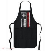 Firefighters Proud Firefighter Mom USA Flag Fireman Hero Apron thumb 0