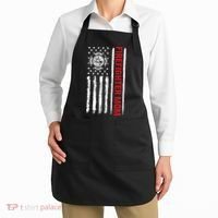Firefighters Proud Firefighter Mom USA Flag Fireman Hero Apron thumb 2