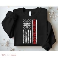Firefighters Proud Firefighter Mom USA Flag Fireman Hero Sweatshirt thumb 2