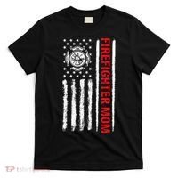 Firefighters Proud Firefighter Mom USA Flag Fireman Hero T-Shirt thumb 0