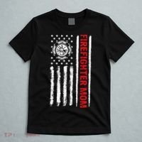 Firefighters Proud Firefighter Mom USA Flag Fireman Hero T-Shirt thumb 5