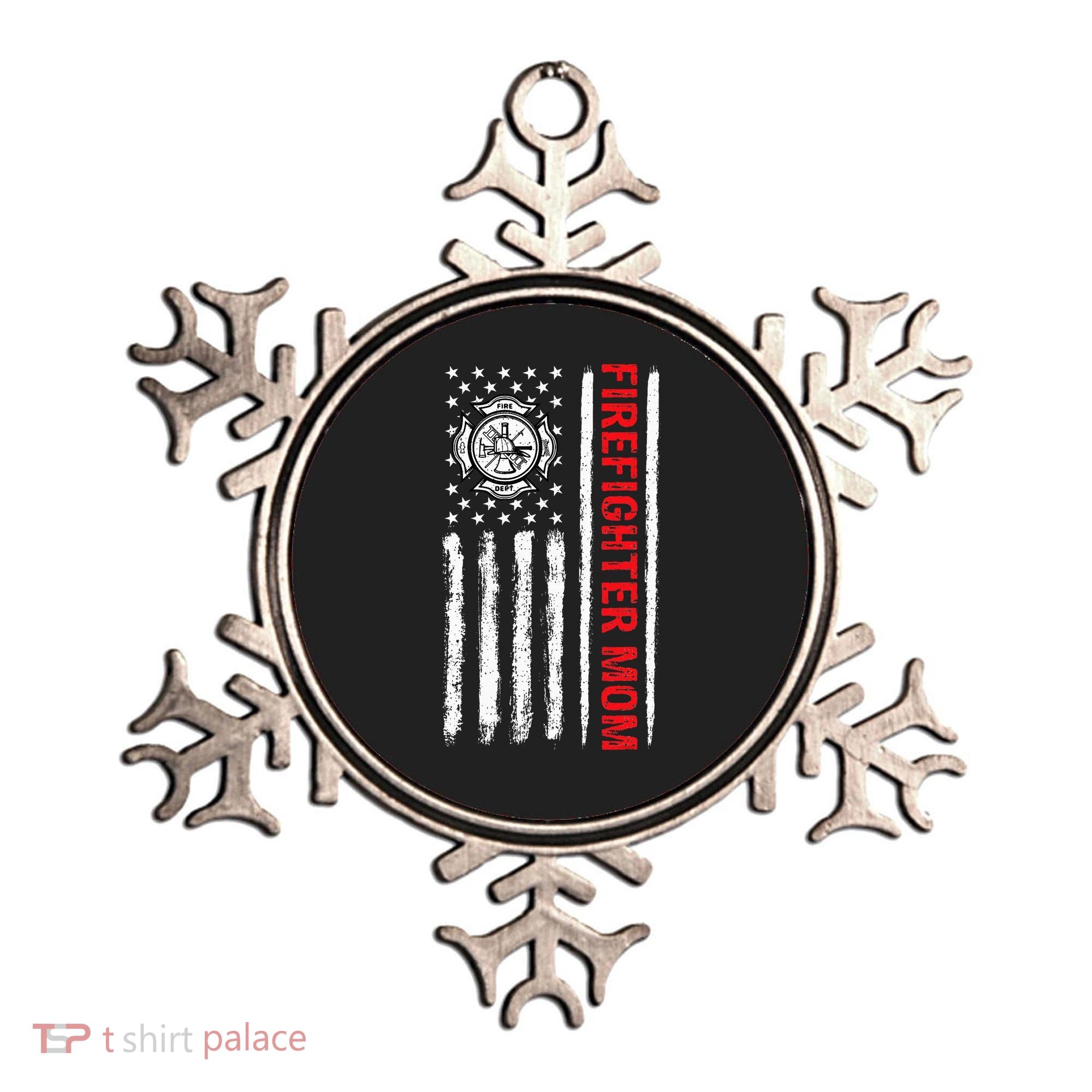 Firefighters Proud Firefighter Mom USA Flag Fireman Hero Ornament