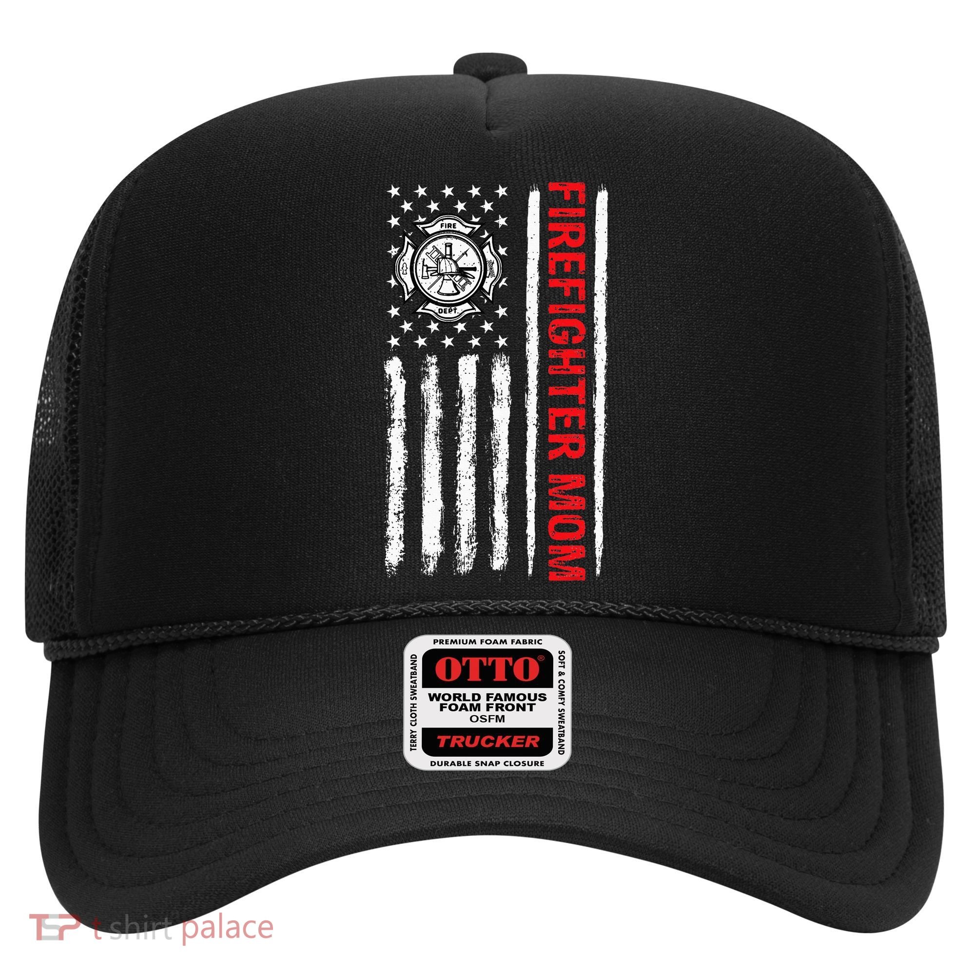 Firefighters Proud Firefighter Mom USA Flag Fireman Hero Hat
