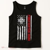 Firefighters Proud Firefighter Mom USA Flag Fireman Hero Tank Top thumb 2