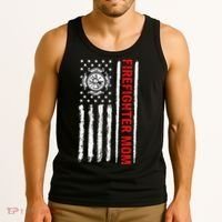 Firefighters Proud Firefighter Mom USA Flag Fireman Hero Tank Top thumb 3