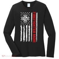 Firefighters Proud Firefighter Mom USA Flag Fireman Hero Women's Long Sleeve Shirt thumb 0