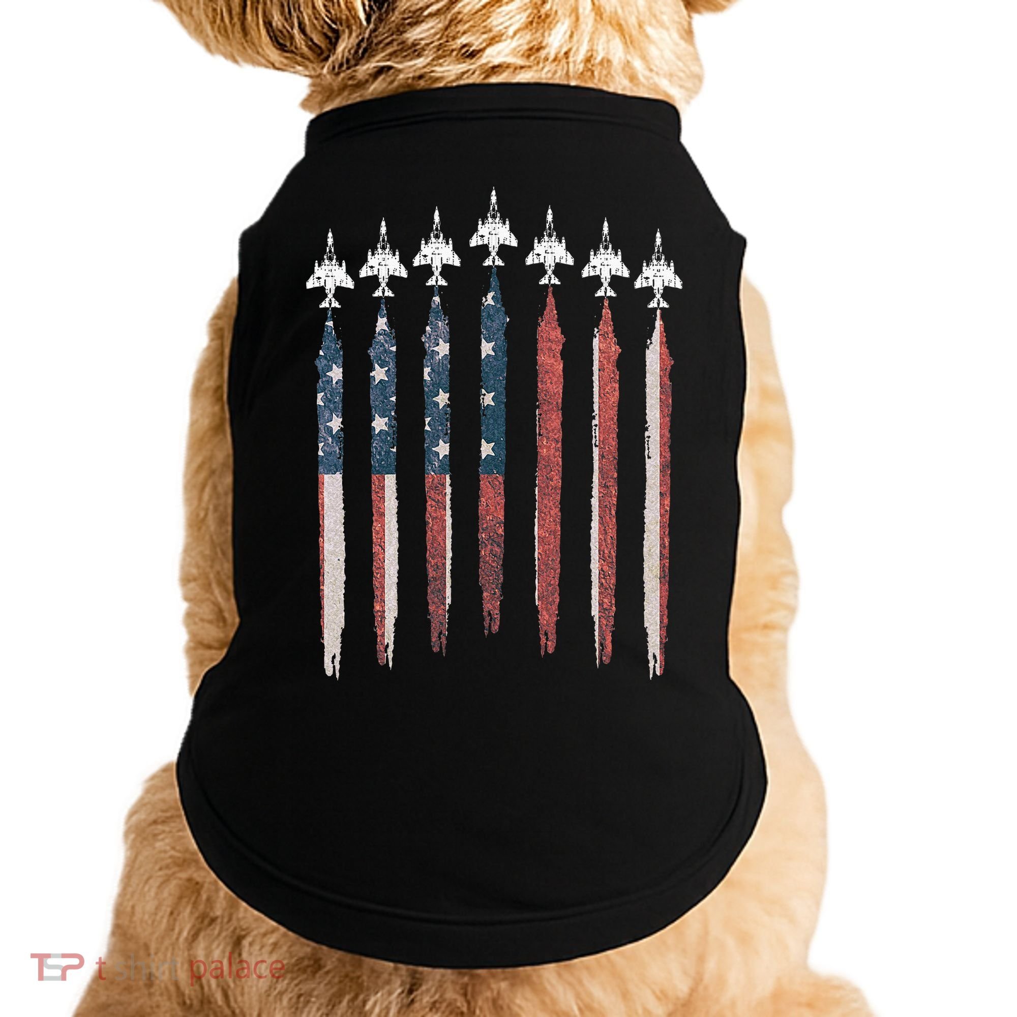 F4 Phantom Fighter Jet USA Flag Airplane F4 4th Of July Doggie Tank