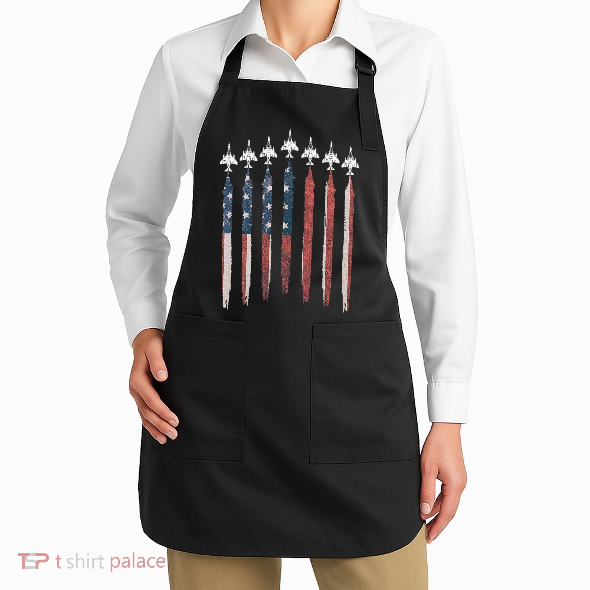 F4 Phantom Fighter Jet USA Flag Airplane F4 4th Of July Apron