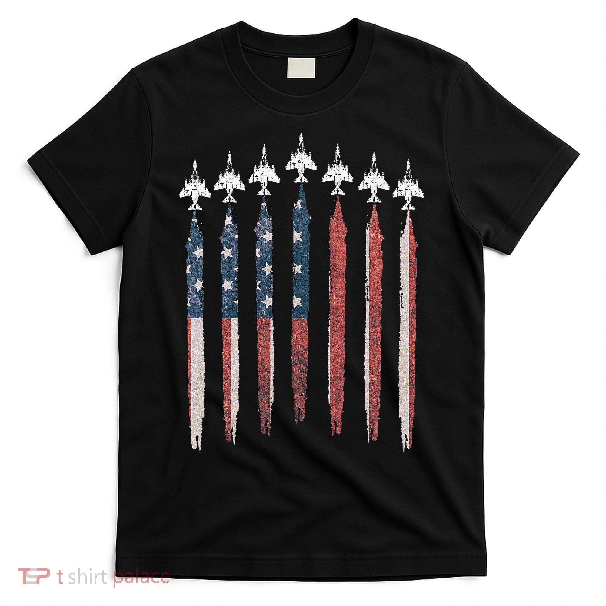 F4 Phantom Fighter Jet USA Flag Airplane F4 4th Of July T-Shirt