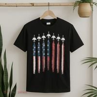 F4 Phantom Fighter Jet USA Flag Airplane F4 4th Of July T-Shirt thumb 2