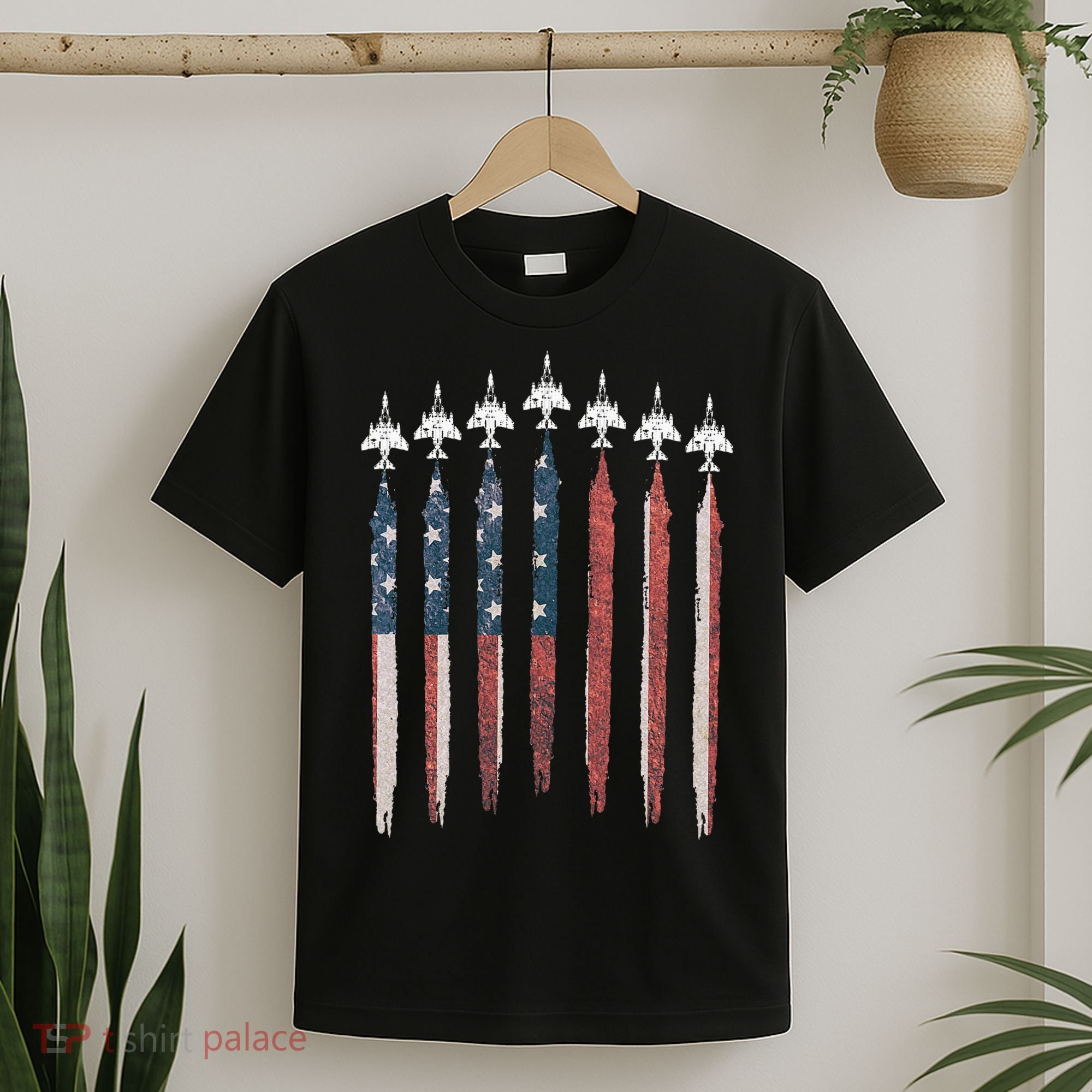 F4 Phantom Fighter Jet USA Flag Airplane F4 4th Of July T-Shirt