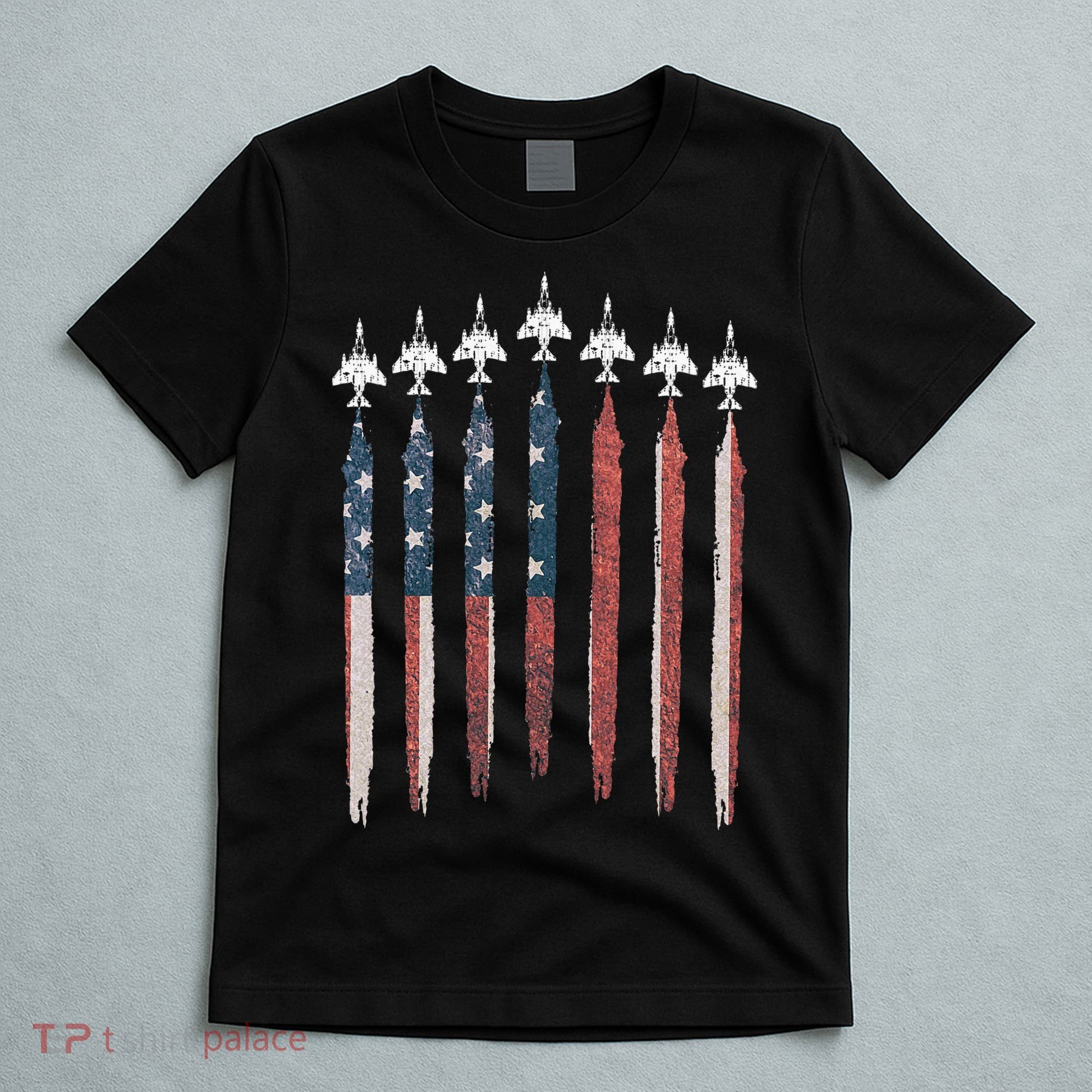 F4 Phantom Fighter Jet USA Flag Airplane F4 4th Of July T-Shirt