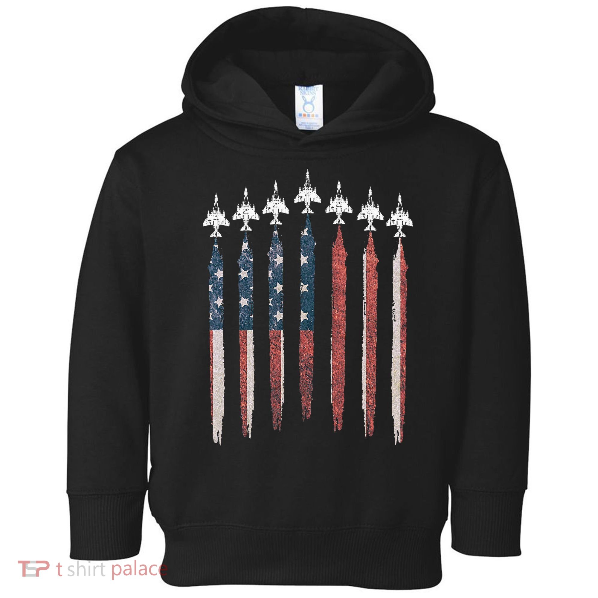 F4 Phantom Fighter Jet USA Flag Airplane F4 4th Of July Toddler Hoodie