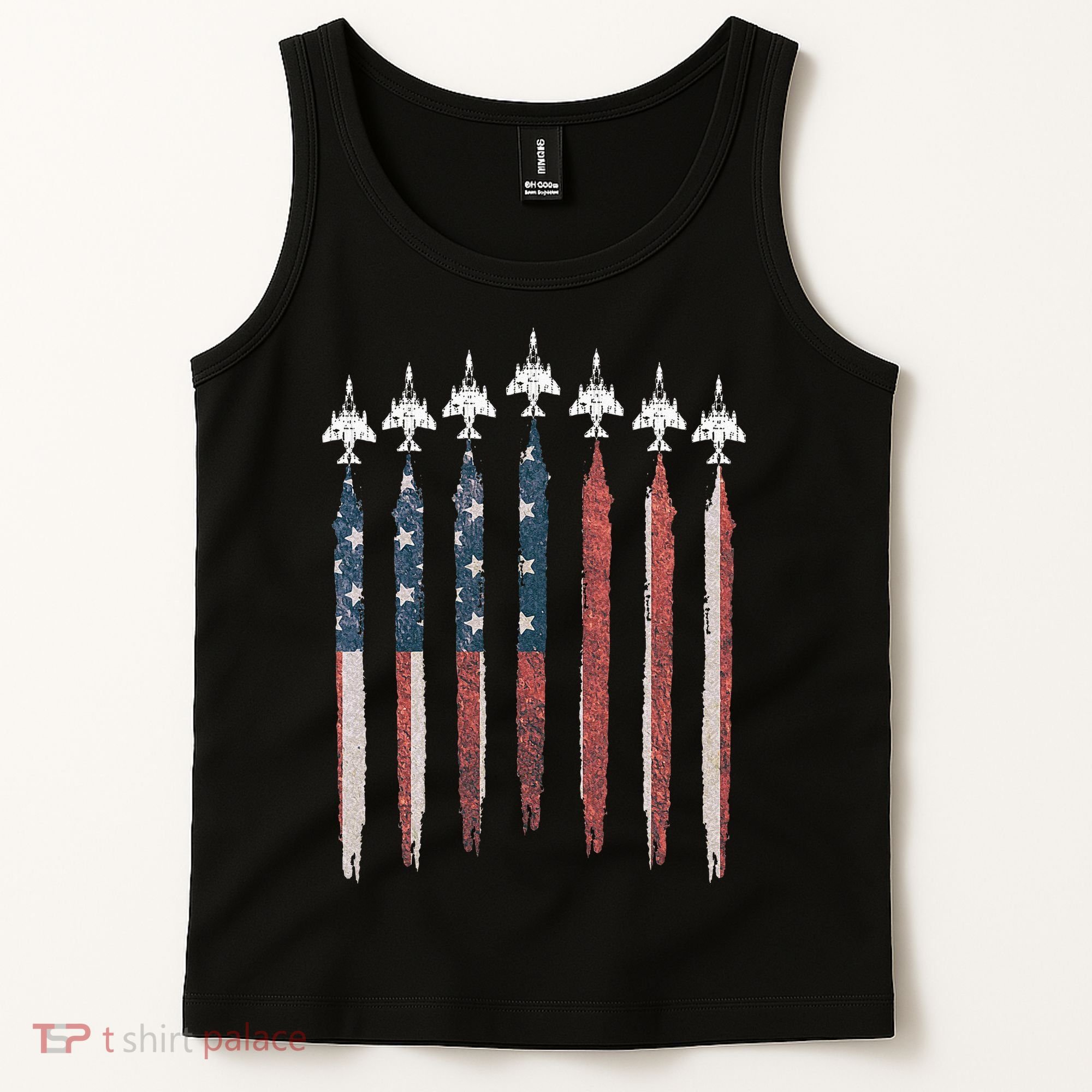 F4 Phantom Fighter Jet USA Flag Airplane F4 4th Of July Tank Top