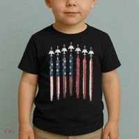F4 Phantom Fighter Jet USA Flag Airplane F4 4th Of July Toddler T-Shirt thumb 2