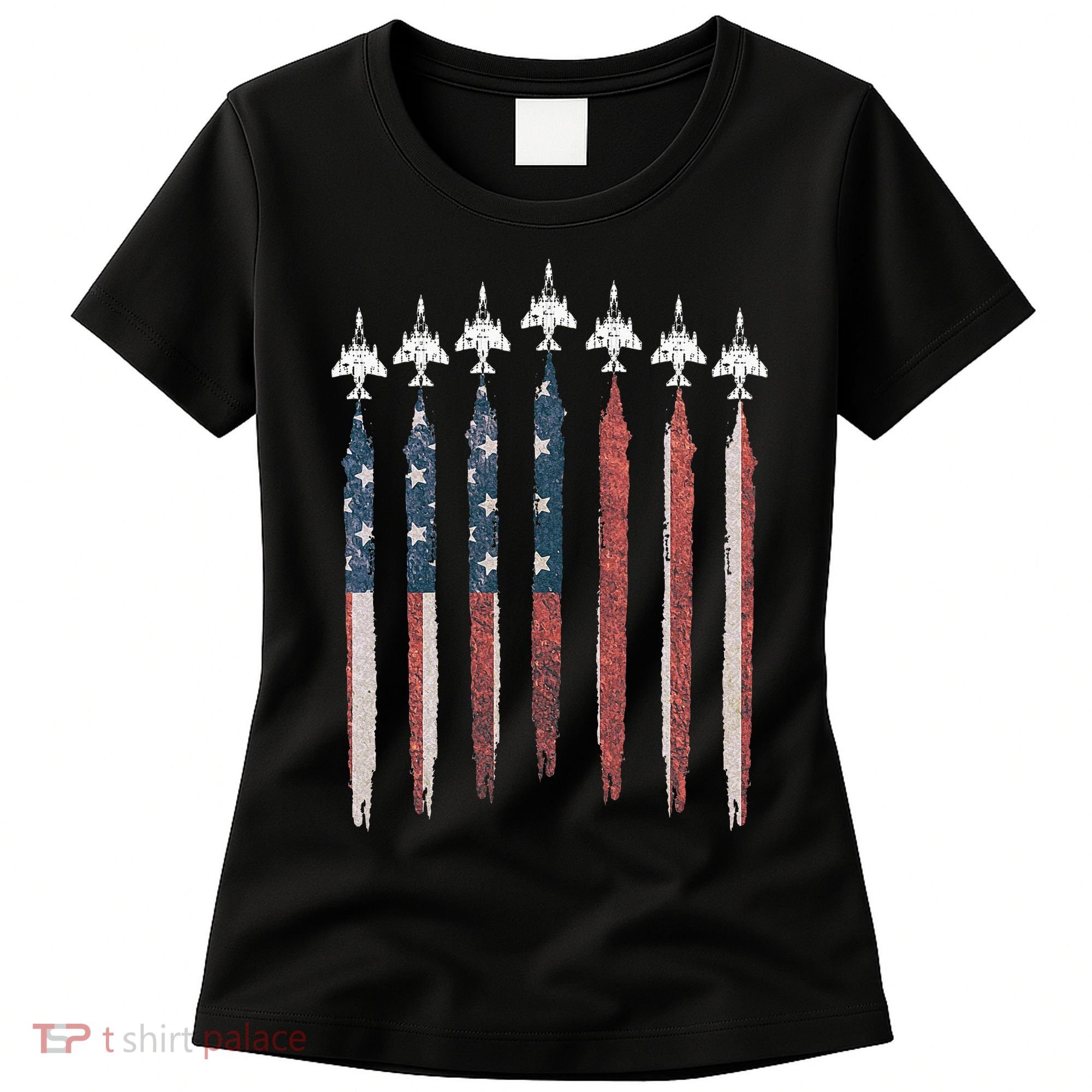 F4 Phantom Fighter Jet USA Flag Airplane F4 4th Of July Women's T-Shirt