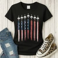 F4 Phantom Fighter Jet USA Flag Airplane F4 4th Of July Women's T-Shirt thumb 3