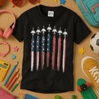 F4 Phantom Fighter Jet USA Flag Airplane F4 4th Of July Kids T-Shirt thumb 3