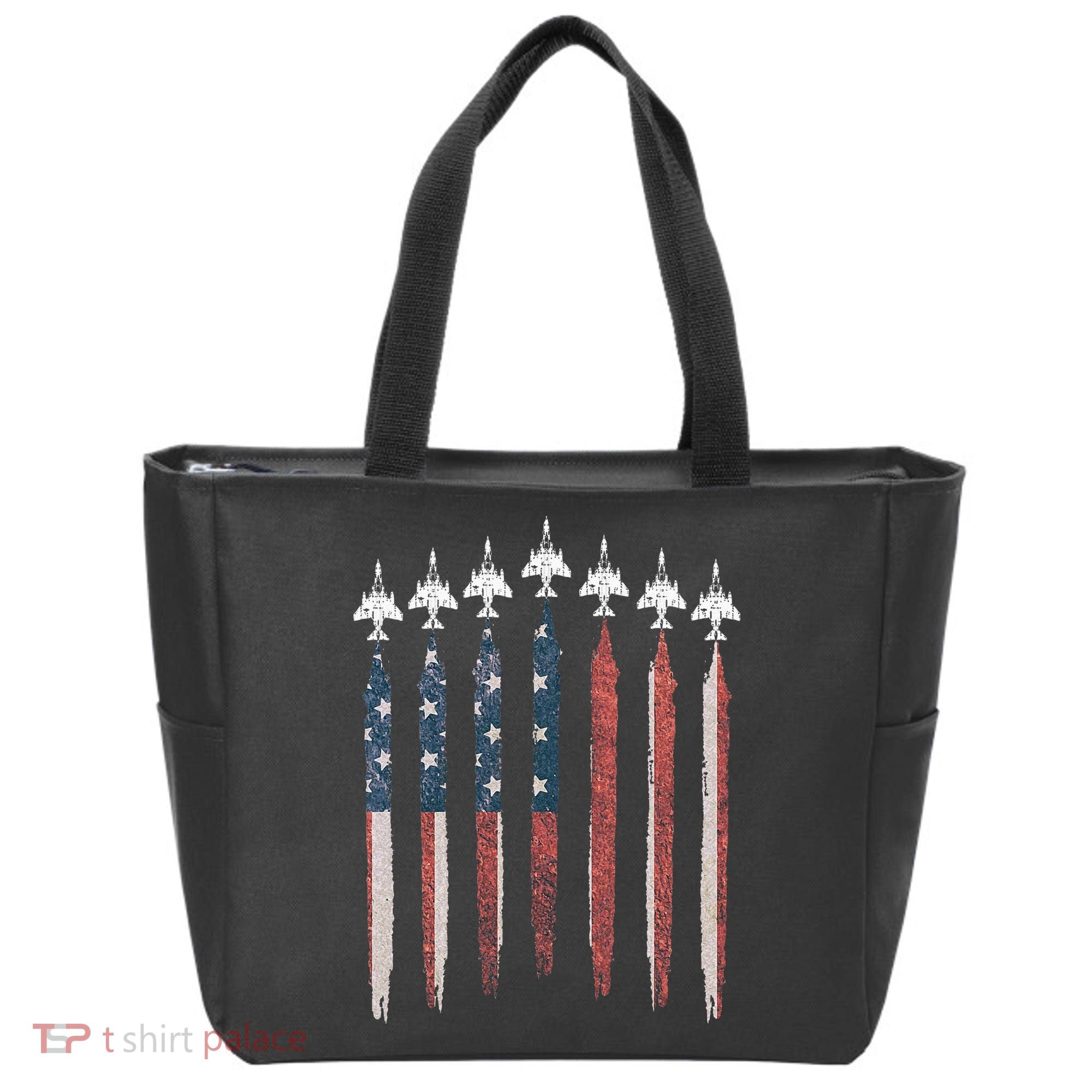 F4 Phantom Fighter Jet USA Flag Airplane F4 4th Of July Tote Bag