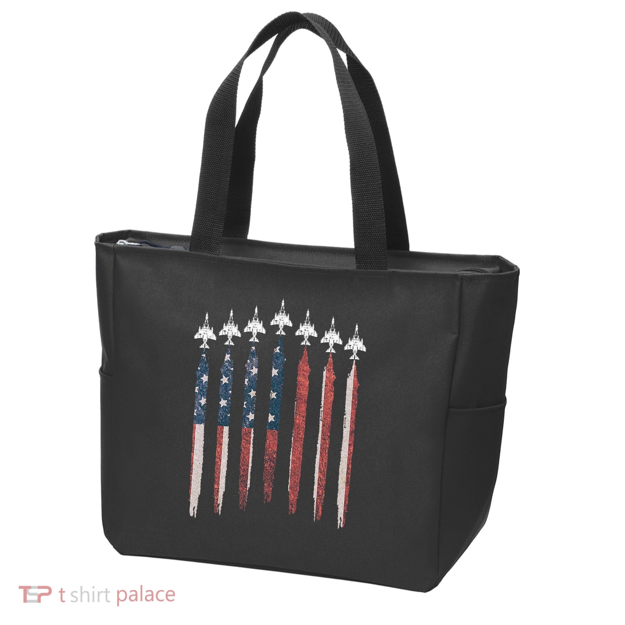F4 Phantom Fighter Jet USA Flag Airplane F4 4th Of July Tote Bag