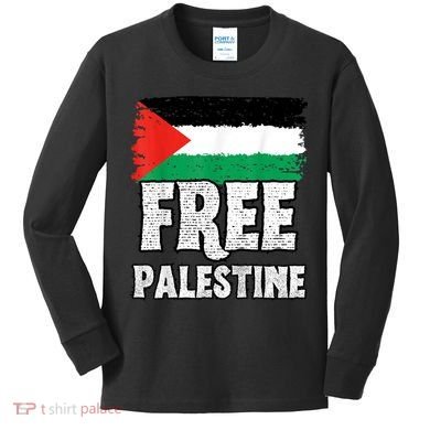 Free Palestine Flag Kids Long Sleeve Shirt